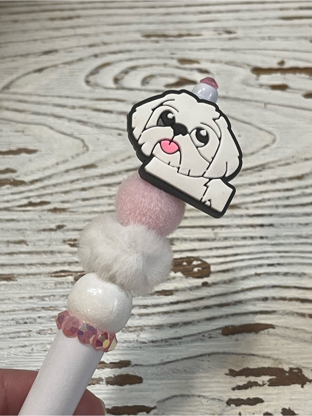 White Shitzu Beaded Pen